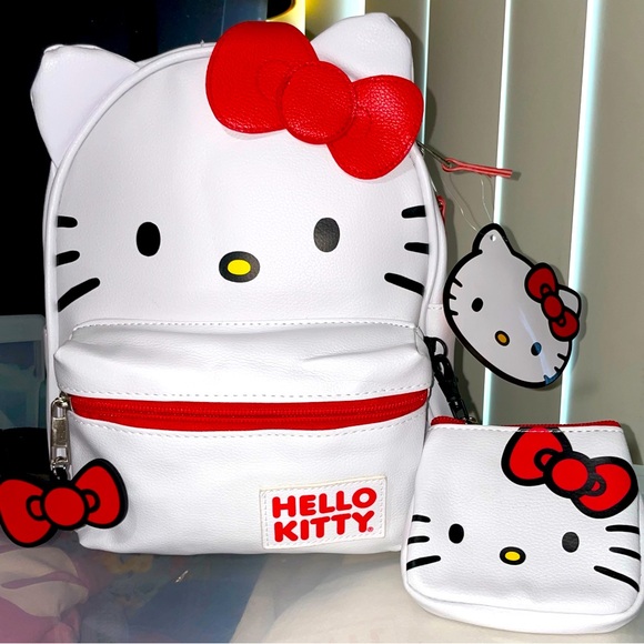 Hello Kitty Handbags - Hello Kitty White and Red Backpack with Iconic Design